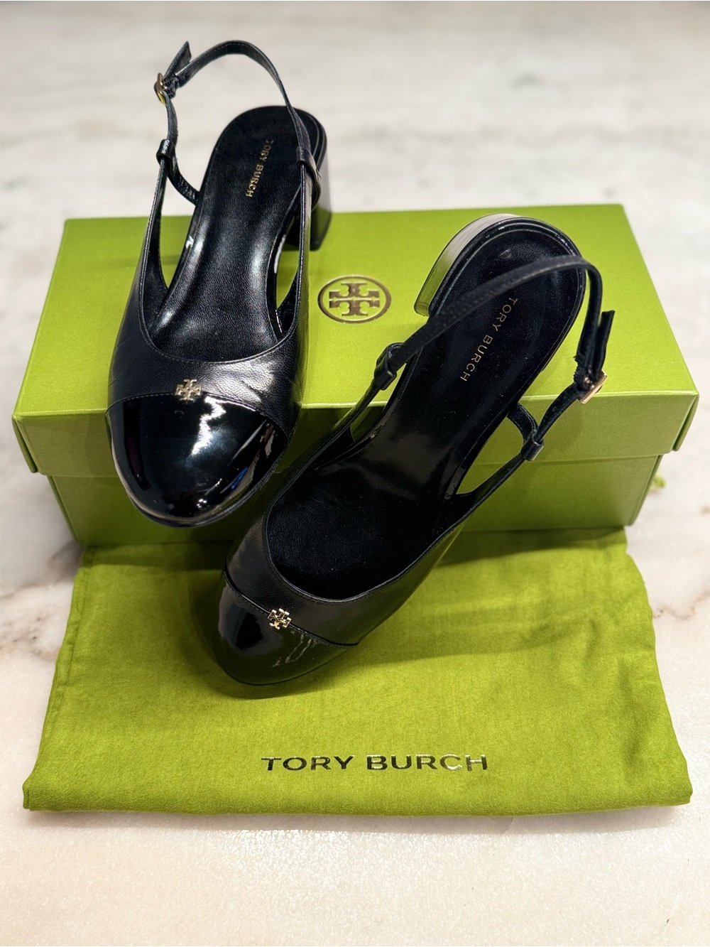 Tory Burch Black Cap-Toe Slingback ✨